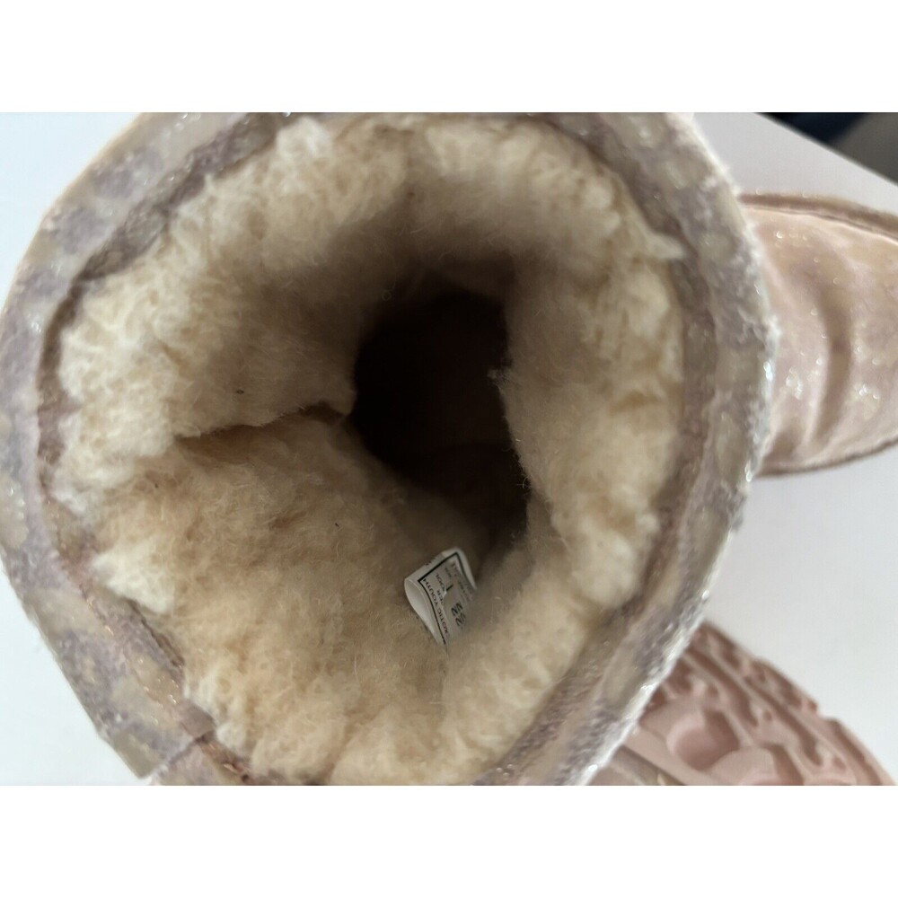BEARPAW Boots Size 1 Youth Girls Pink Leopard Sherpa Lined Boots Kids - Picture 8 of 9